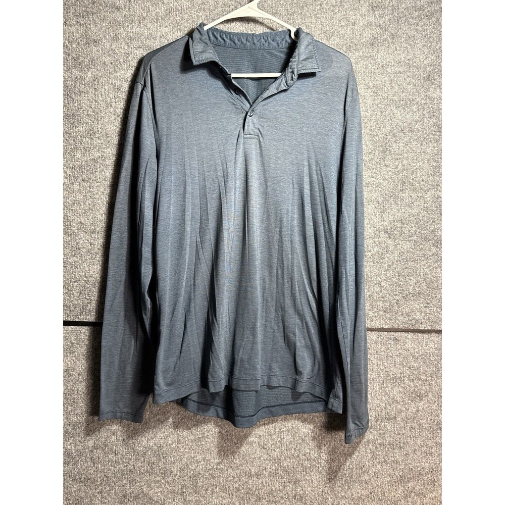 Lululemon Evolution Long Sleeve Polo Mens Large(?) Blue Performance Golf Shirt